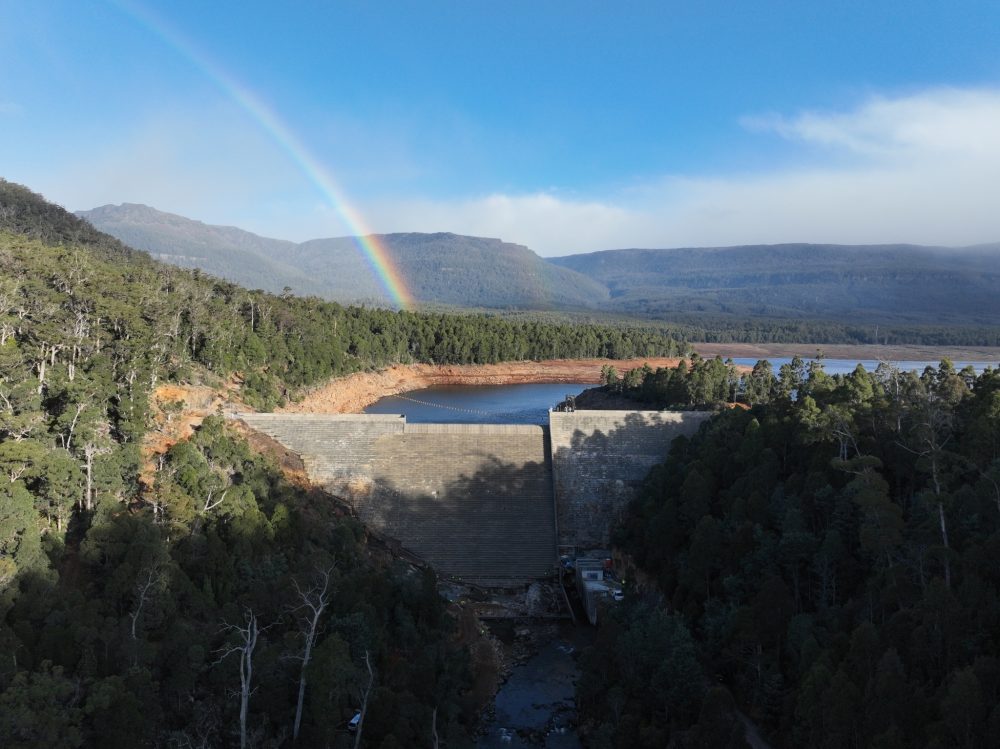 Rainbow over Meander Dam