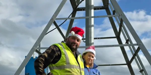 Michael and Cheryl Hughes Santa hats